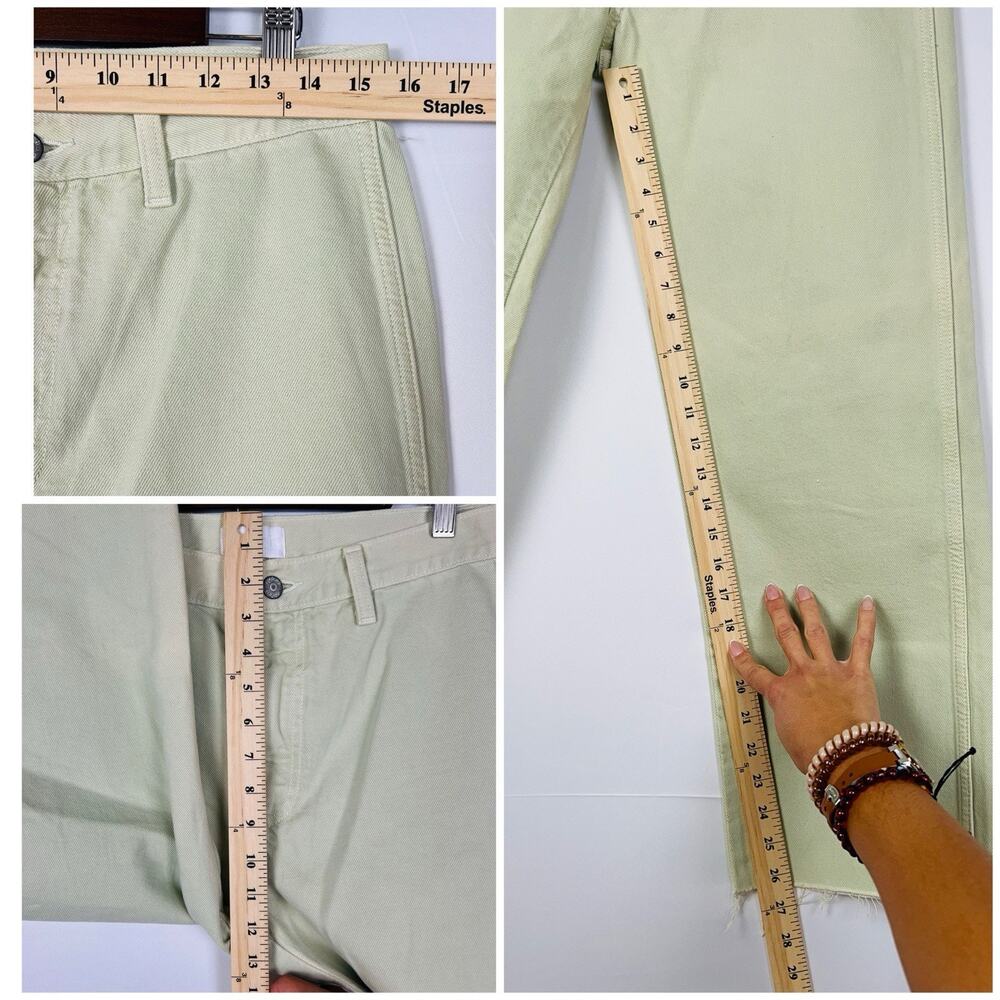 Boyish The Kirby High Rise Straight Jeans in El Cielo Green Crop Raw Hem 29 - Picture 5 of 12